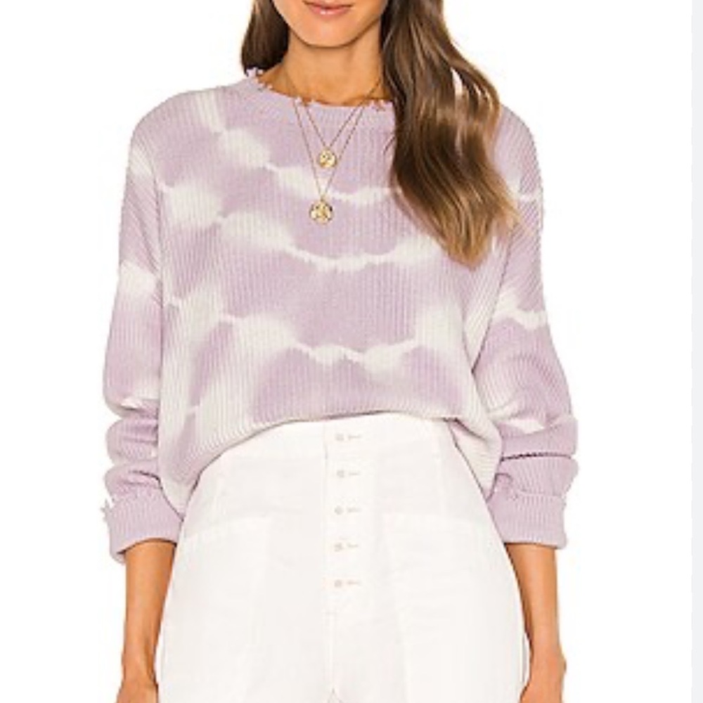 Pistola Lavender Cropped Sweater Tie Dye Distressed SZ XS Oversized EUC